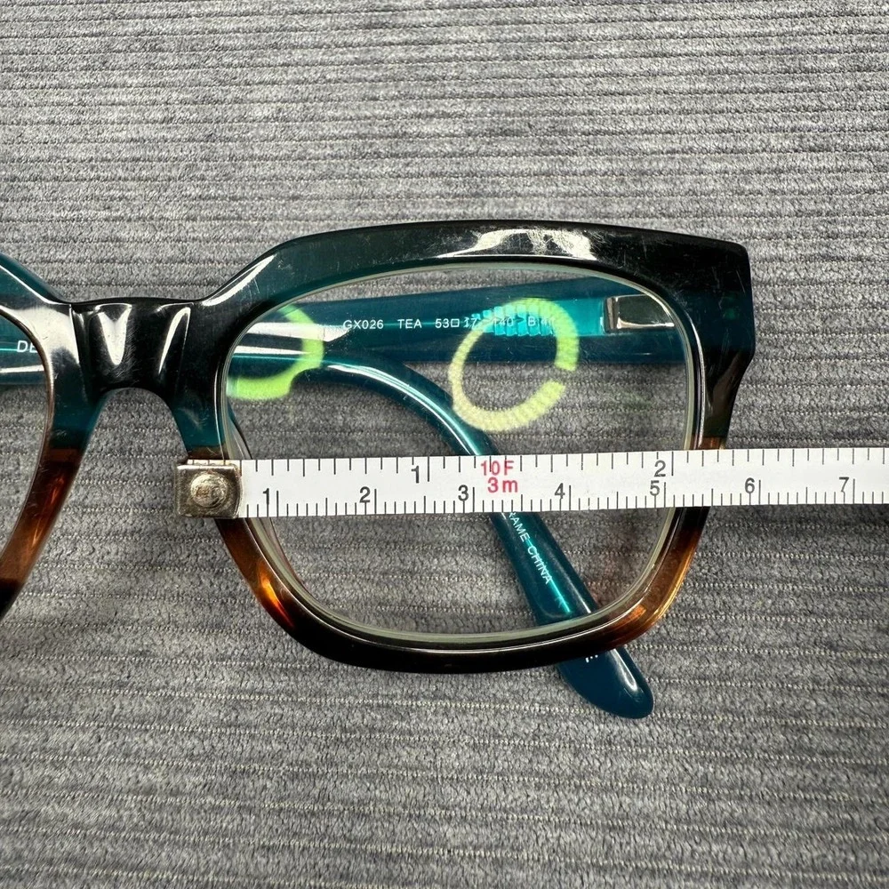 vTEA Teal Brown Square Eyeglass Frames 53-17-140